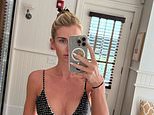 Princess Diana's niece Lady Kitty Spencer, 35, shows off her svelte figure in a polka dot bikini as she holidays with rarely-seen billionaire husband Michael Lewis, 67, and their daughter Athena in The Hamptons