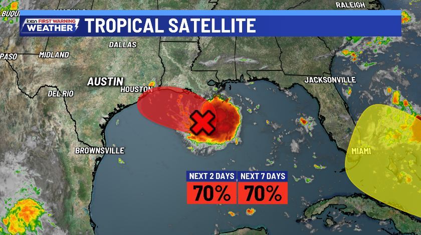 Tropical showers possible locally with system in Gulf