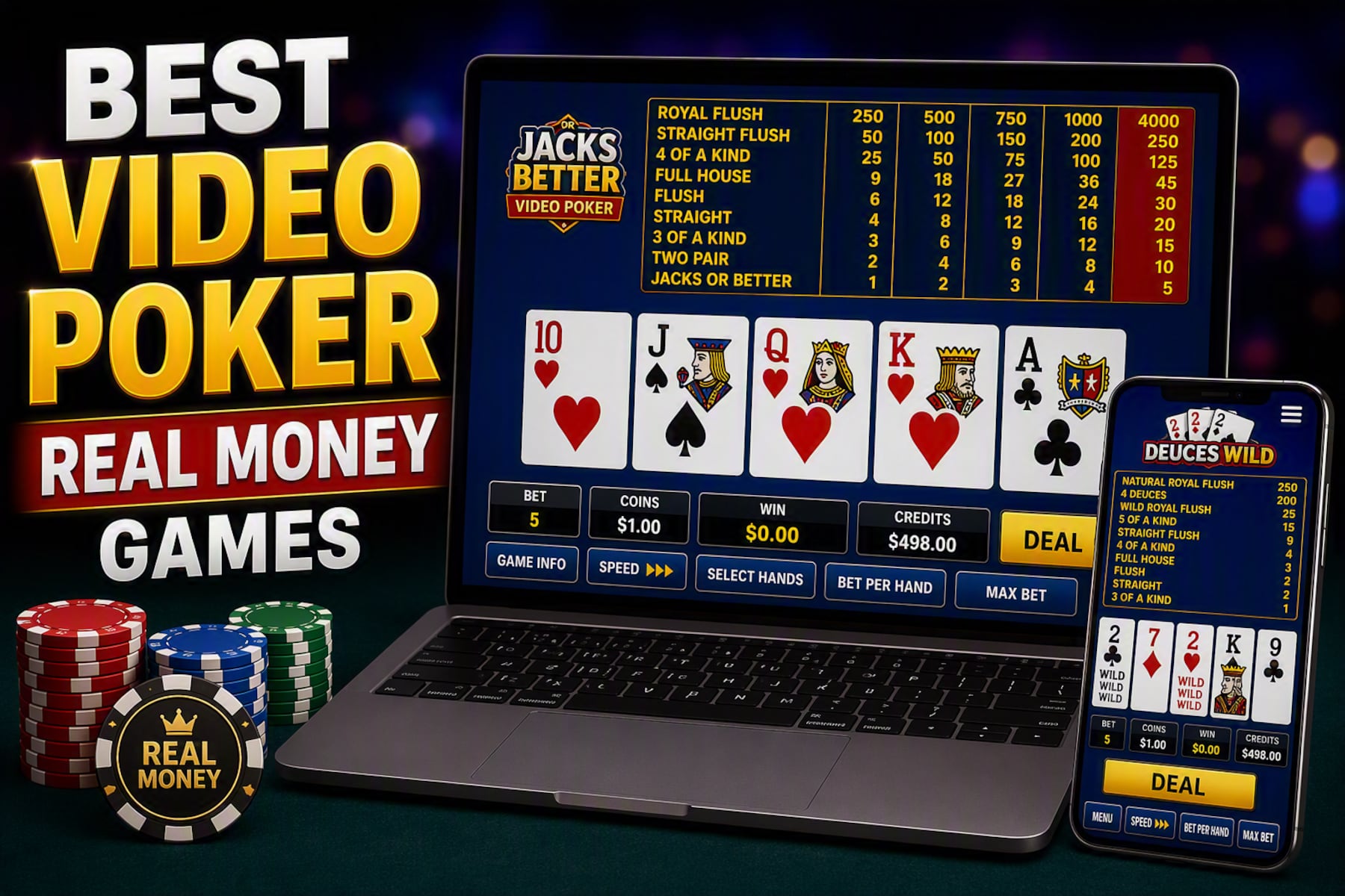 Video poker real money: 4 tables worth playing this week