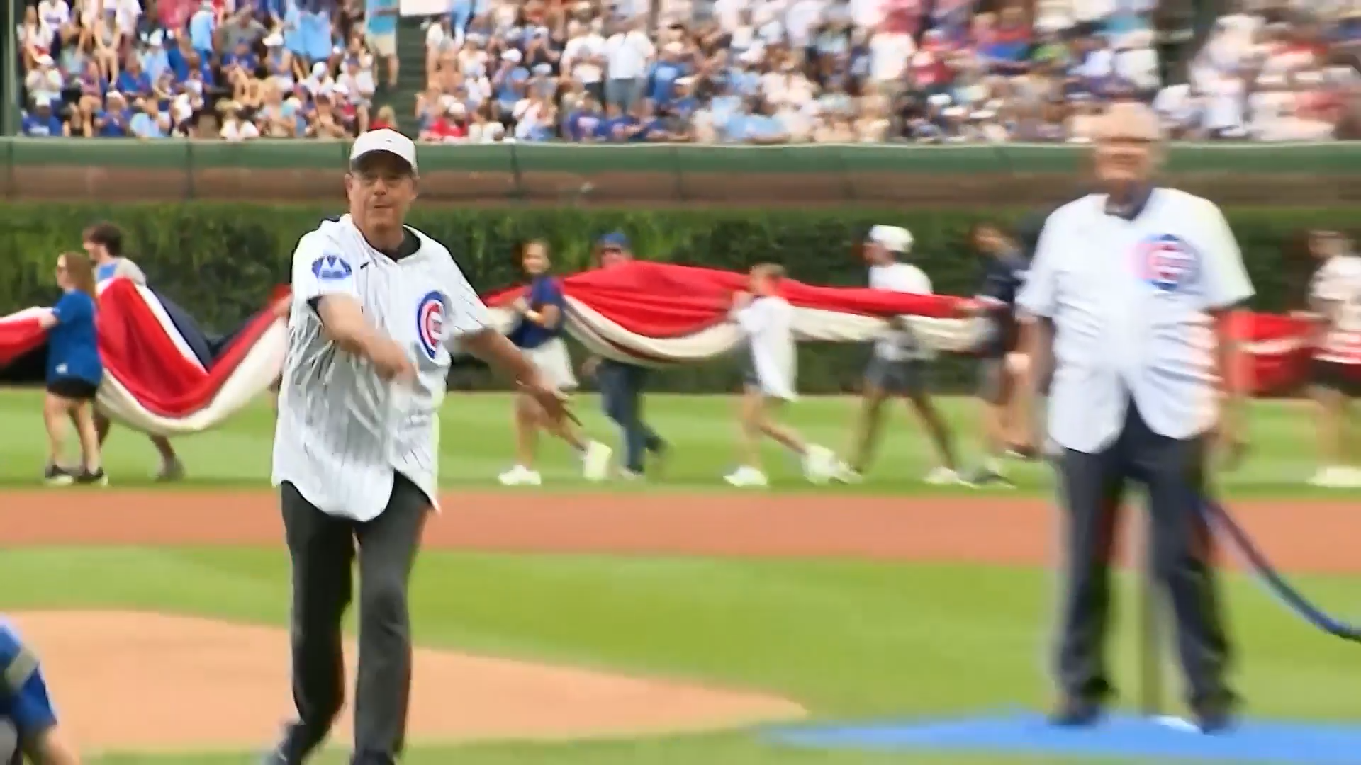 ‘Brutal': Greg Maddux's first pitch at Wrigley Field hits NBC 5 photographer