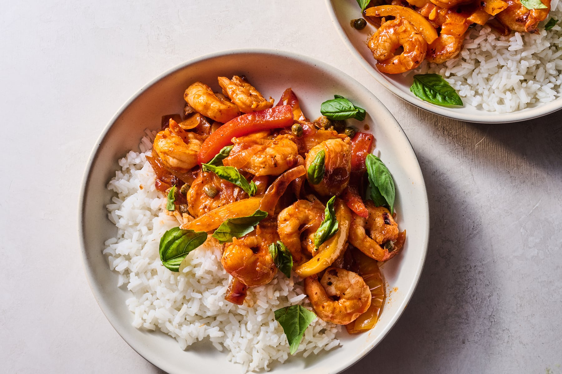 Shrimp peperonata