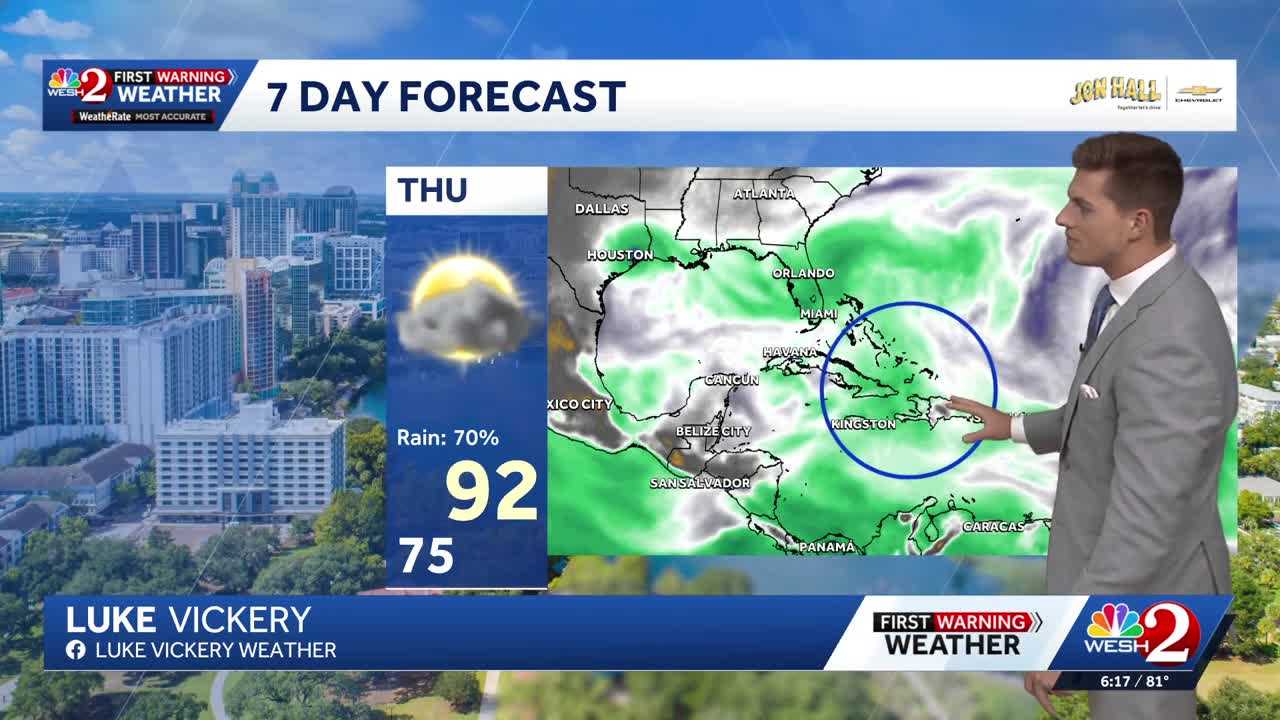 Rainfall coverage staying high in central Florida thanks to remnants of Dolly