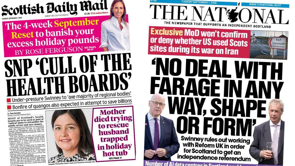 Scotland's papers: Health boards facing cuts and FM rules out Farage deal