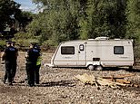 Police keep the peace after protesters confront travellers who ripped up wildlife haven in 'bank holiday land grab'
