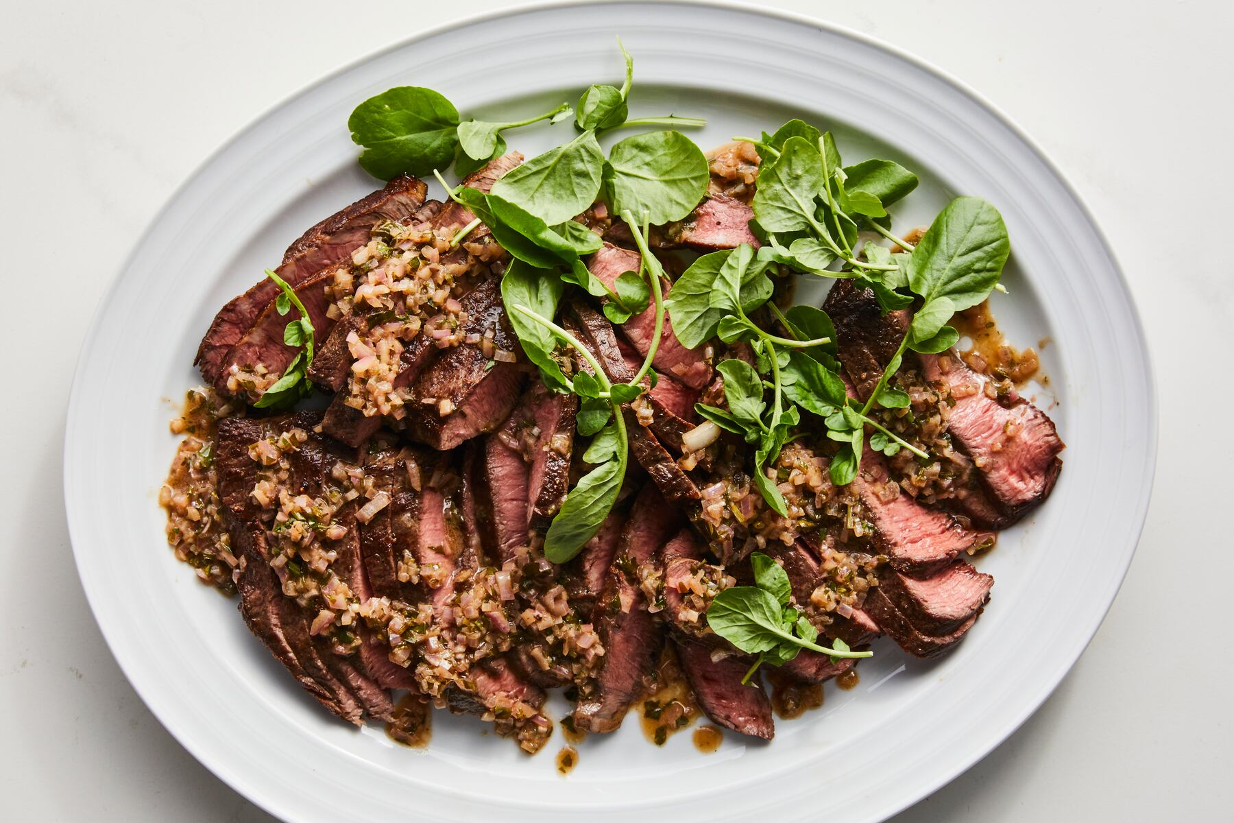Steak à l'échalote (seared flatiron with shallot sauce)