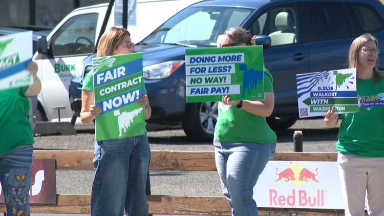 Washington state employees stage walkouts in Spokane, statewide over contract negotiations