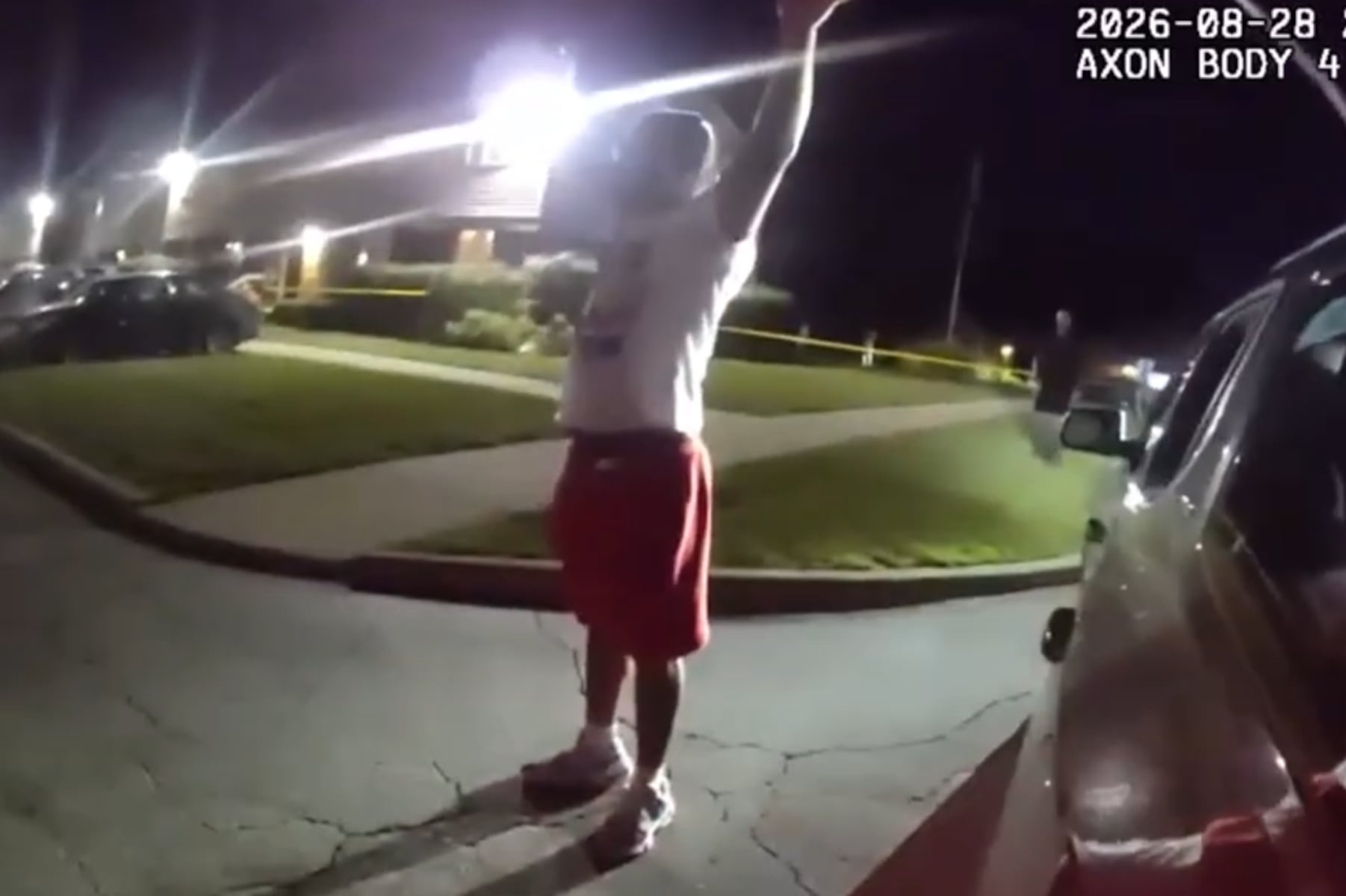 Footage shows moments before deputies push man to the ground after driving through barricade