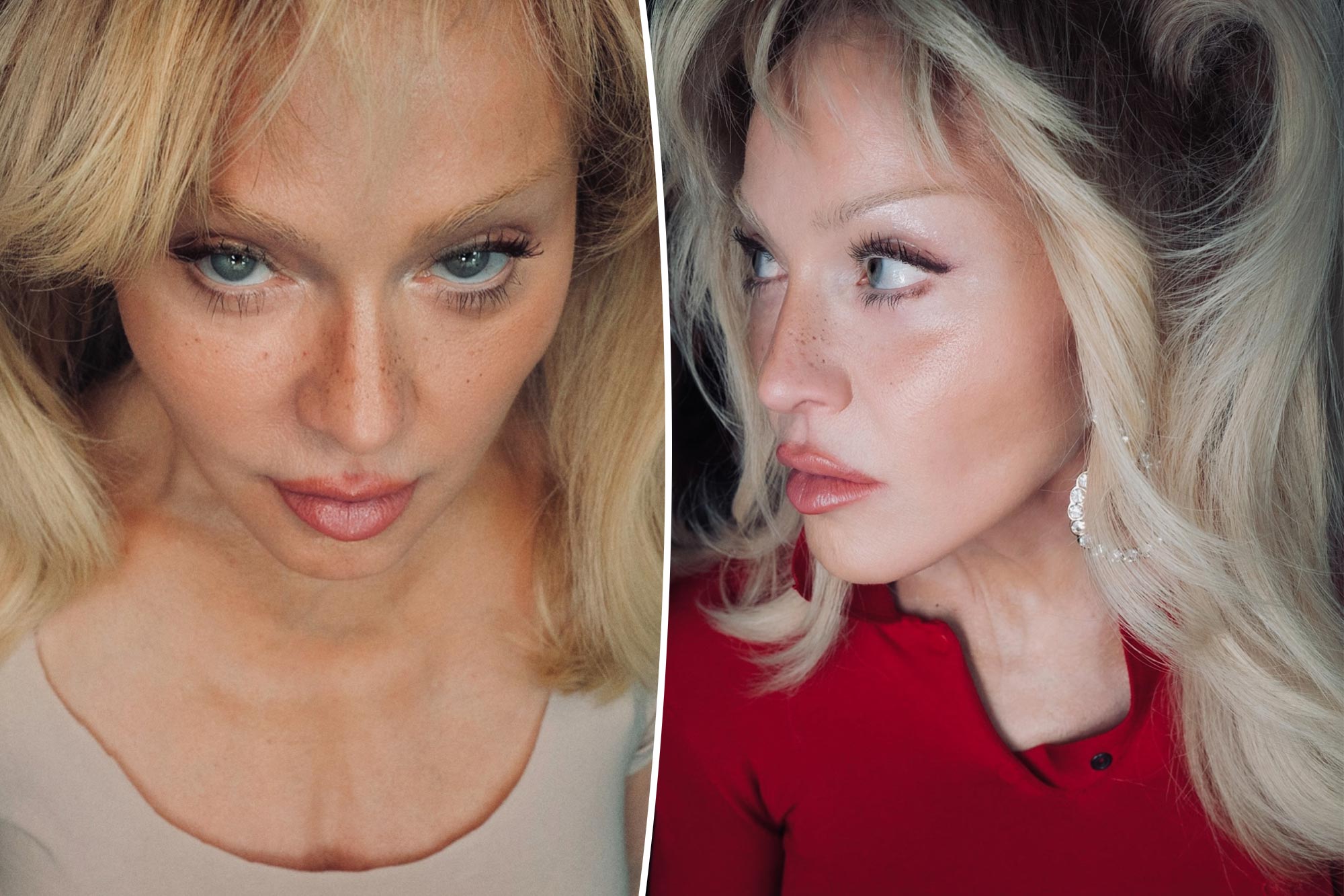 Madonna, 68, shows off fresh-faced freckled look and ultra-smooth complexion