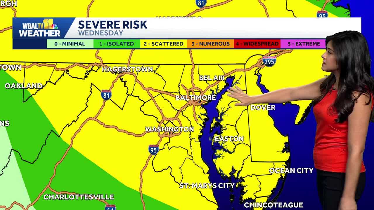 Impact Wednesday with possible strong storms for Central Maryland