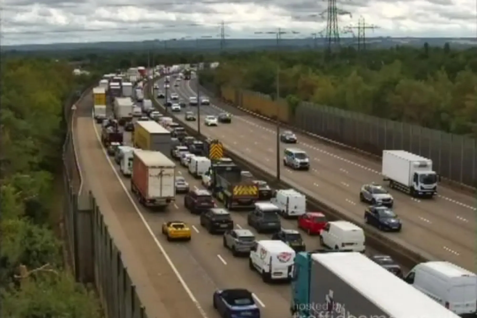 M25 closed over vehicle fire & huge fuel spillage as drivers stuck in long delays