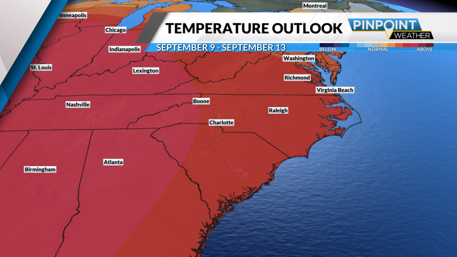 'Feels-like' temps over 100 on Thursday in Charlotte, small chance of rain