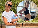 Vogue Williams' husband Spencer Matthews proudly shares her bump to baby images and gives a glimpse of their newborn