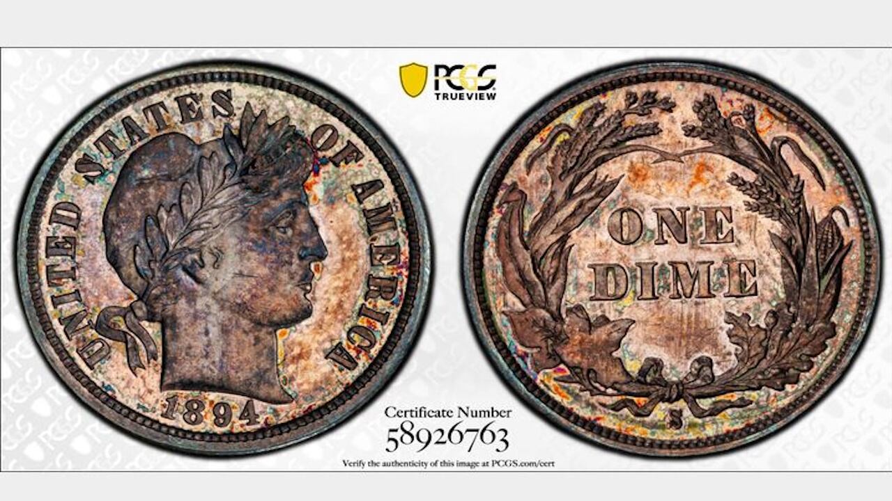 Rare 1894-S Barber dime sells for $1.25 million at auction