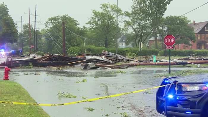 Building collapses during severe storms on Detroit’s east side