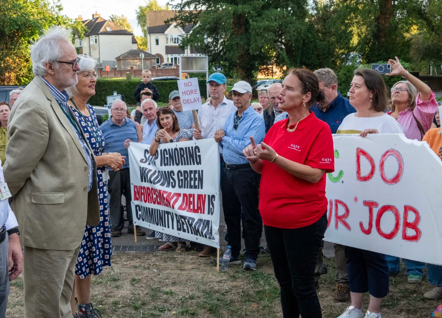 Furious locals descend on council HQ after travellers bulldozed beloved beauty spot over Bank Holiday FOUR months ago