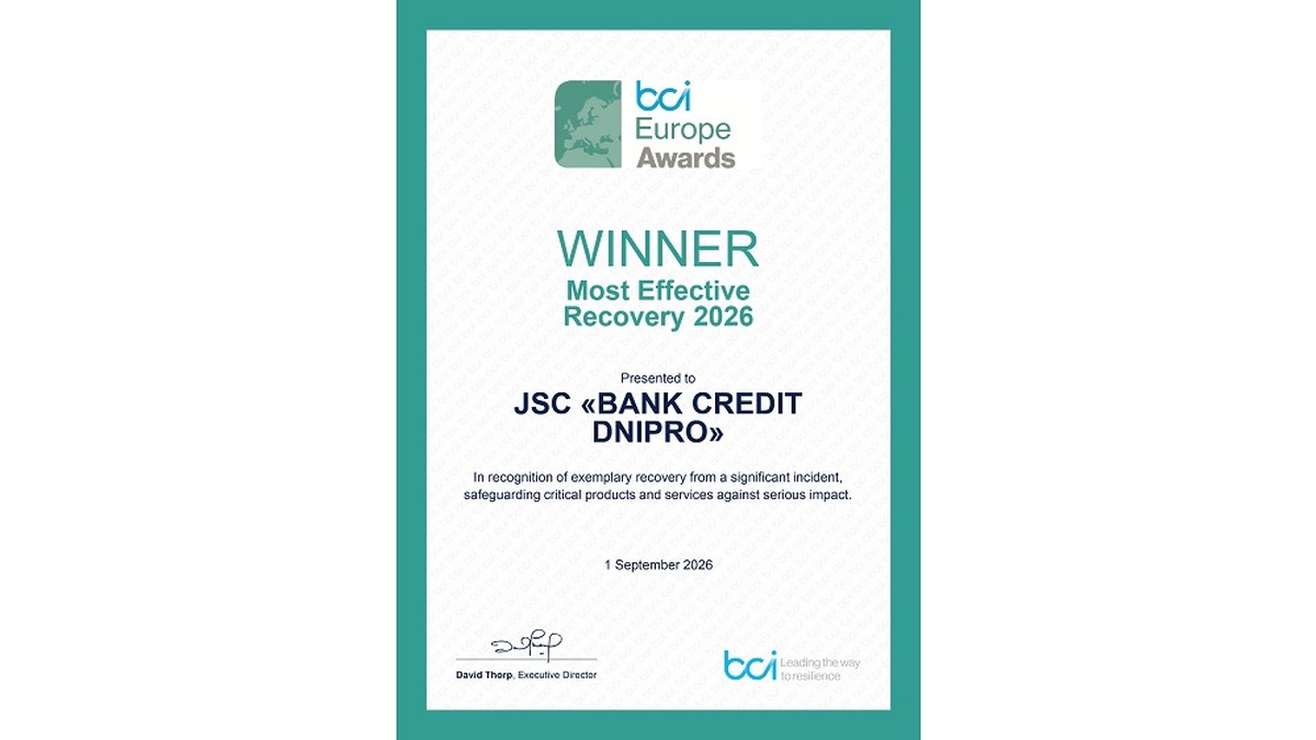 Credit Dnipro Bank — Winner of the BCI Europe Awards 2026