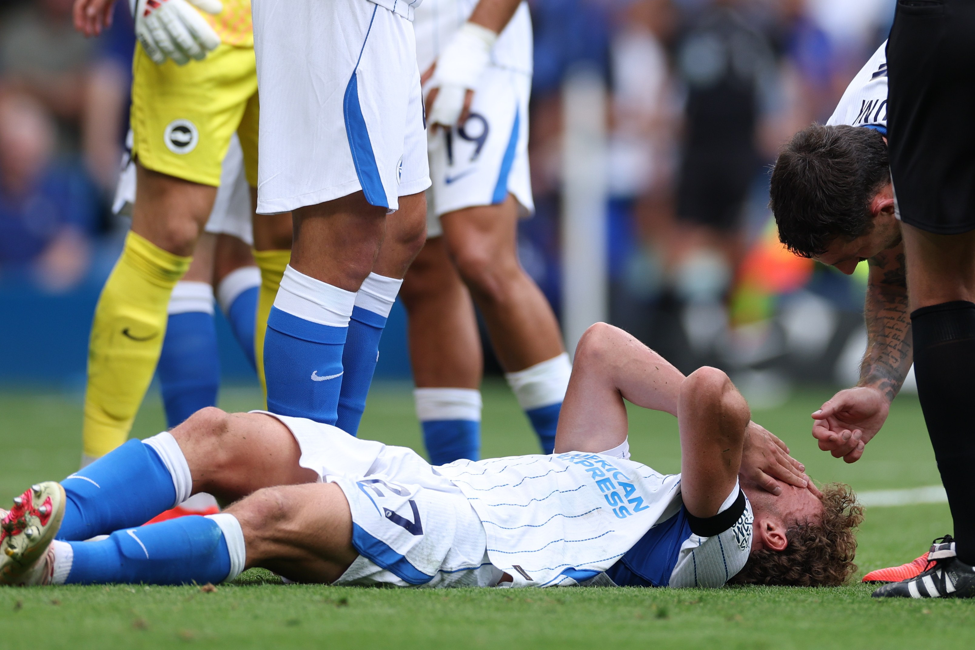Brighton star Mats Wieffer ruled out for four matches with bizarre knee injury after getting smacked in FACE by ball