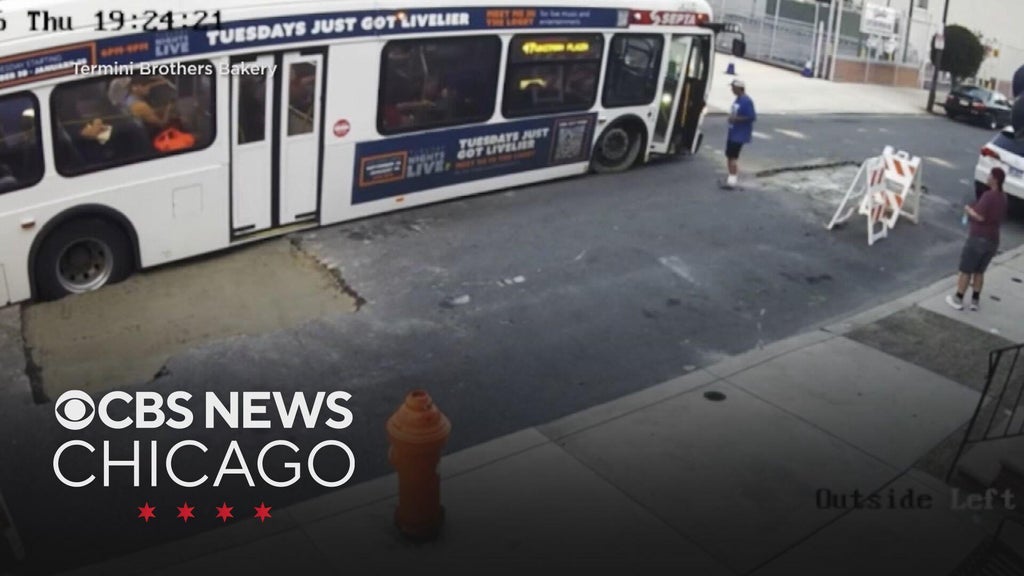 Philadelphia bus gets stuck in fresh cement patch