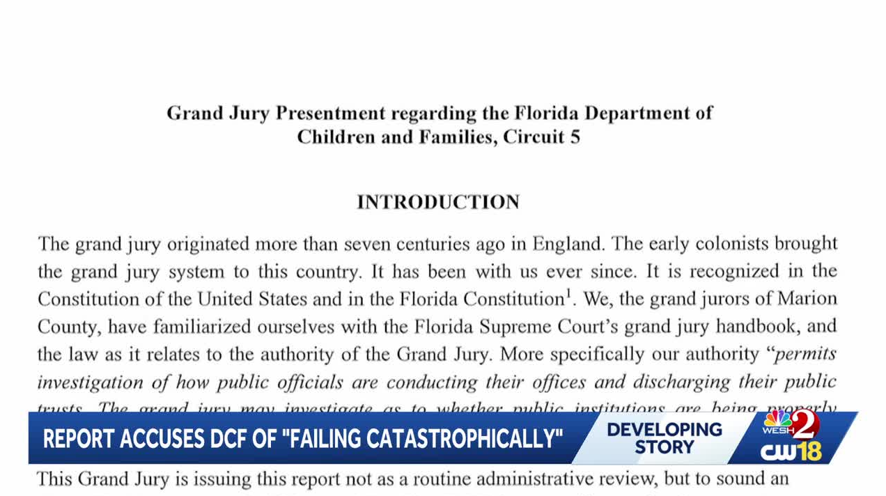Grand jury report accuses DCF of 'failing catastrophically' in several Central Florida counties