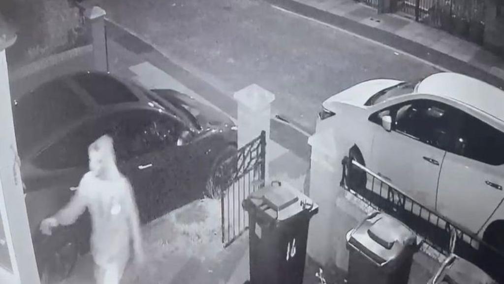Moment mum catches suspected arson attack on CCTV
