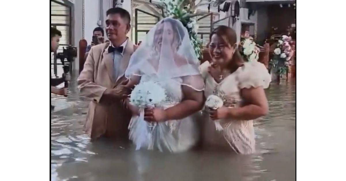 Here Comes the Bride - In Water Nearly Up to Her Waist