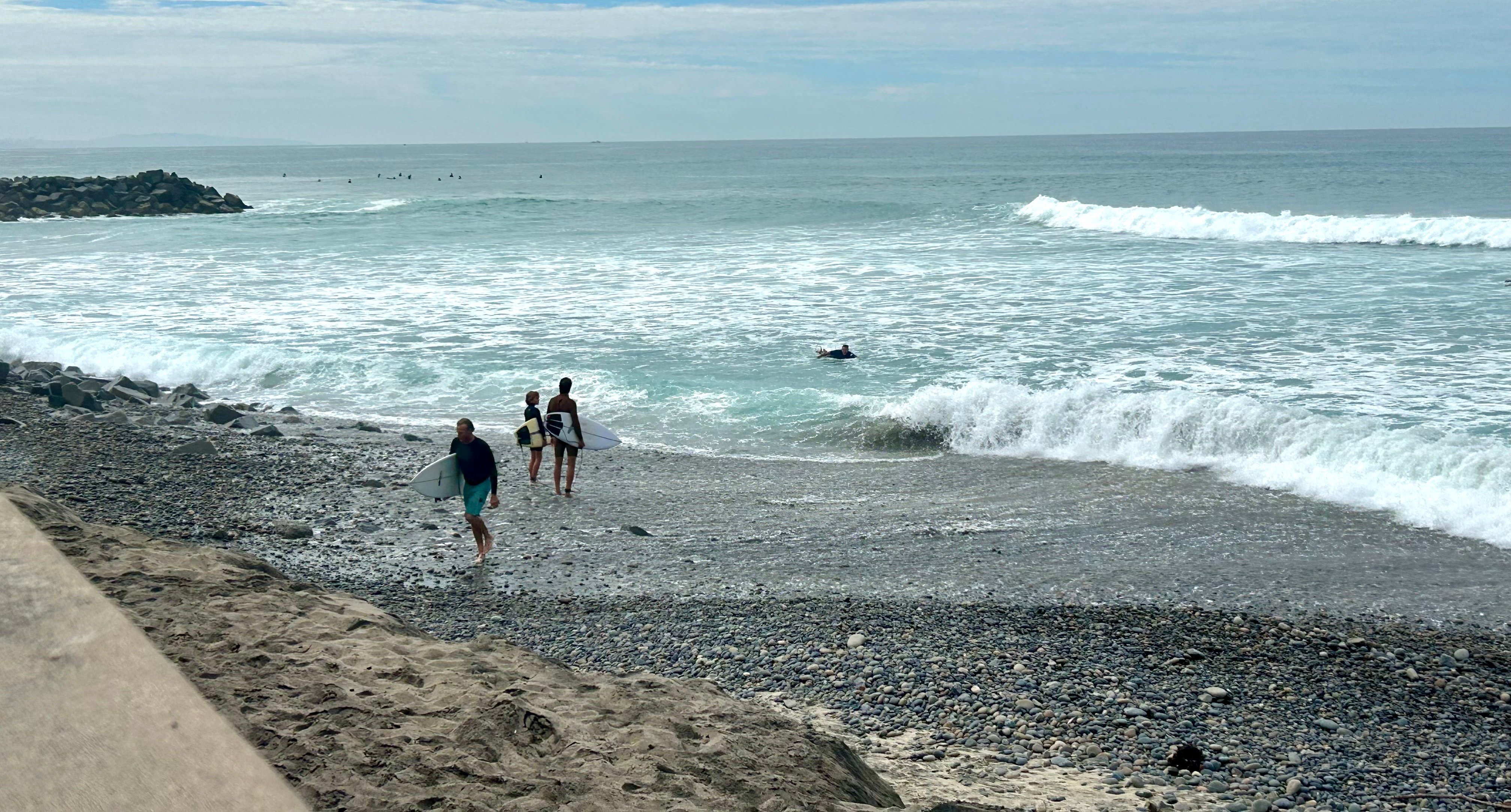 ‘Where's the beach?' High surf washes away sand at Carlsbad's Tamarack beach