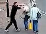 Moment thug shoves defenceless pensioner to the ground after complaining library was 'too noisy'