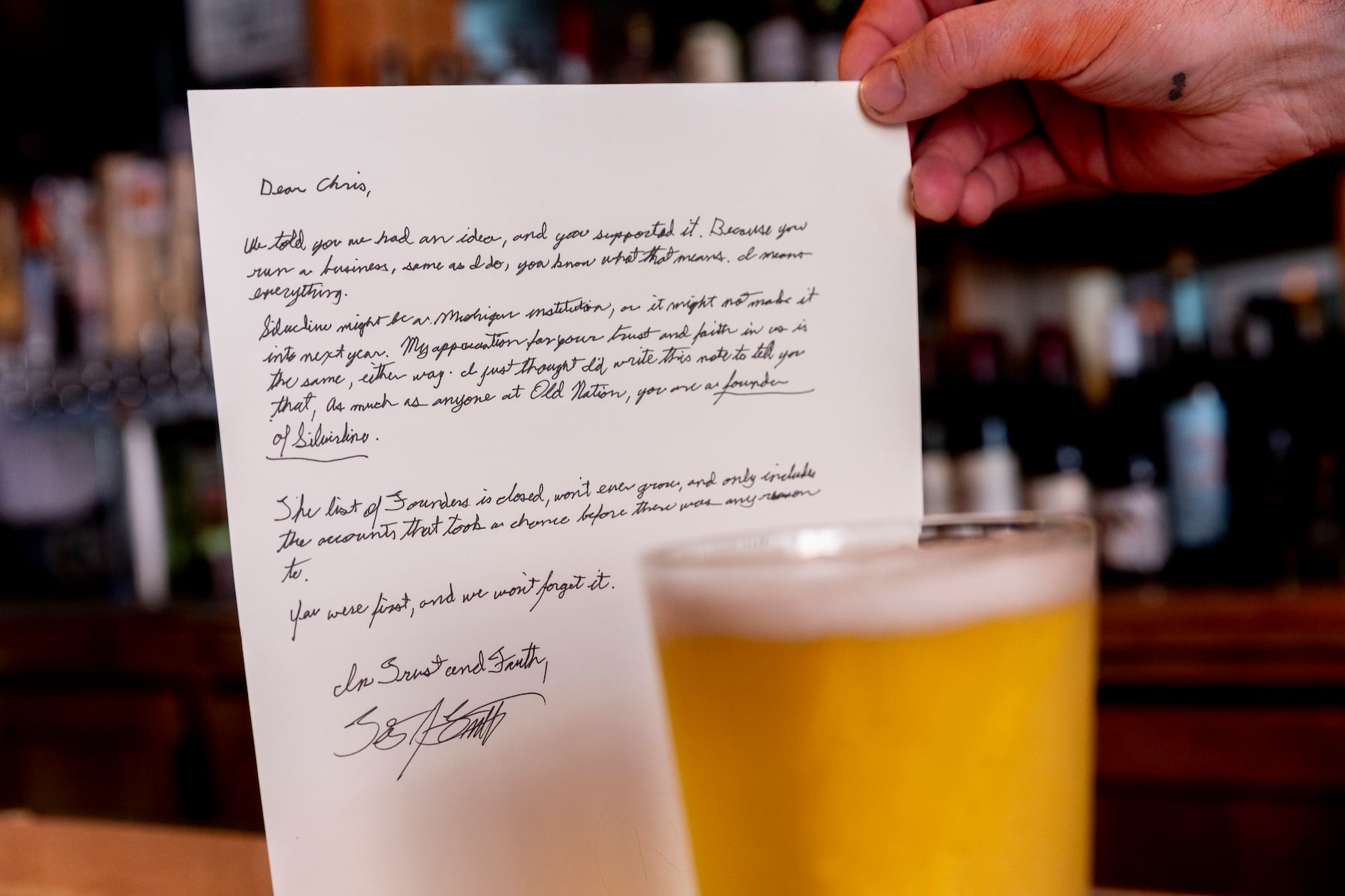 A handwritten thank-you, an experimental beer and one Michigan dive bar’s role in craft brewing