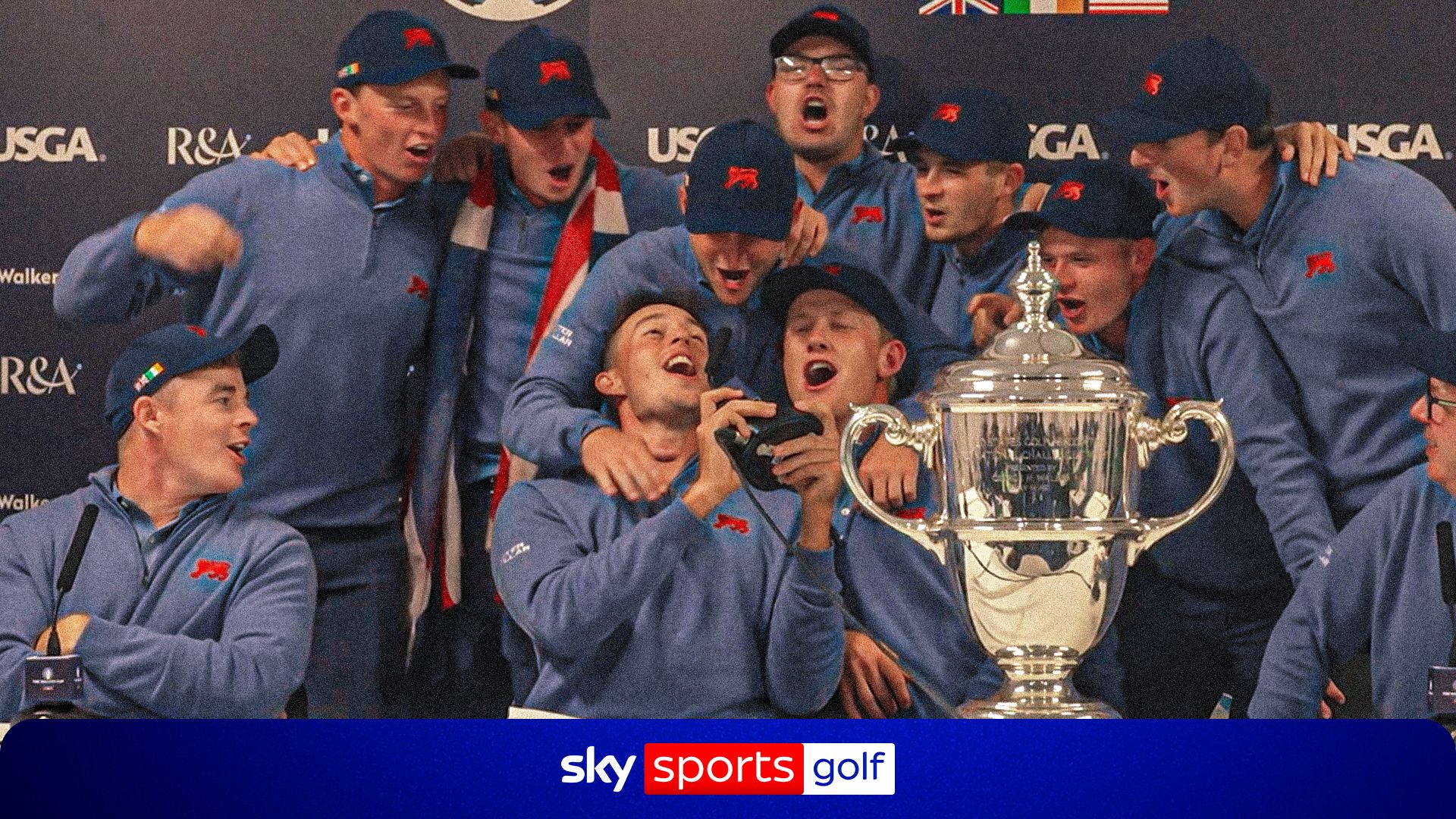 Celebratory rendition of Wonderwall! Team GB&I go BIG after Walker Cup triumph!