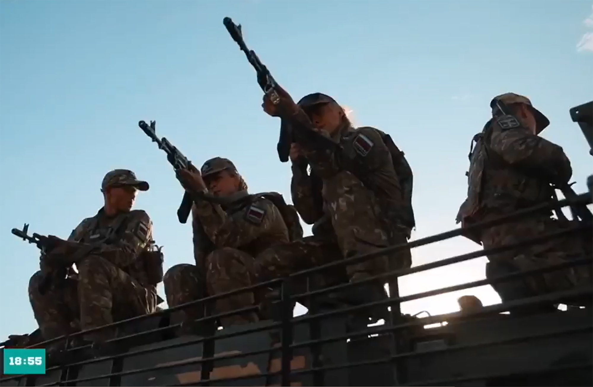 Shocking moment Russian schoolgirls wield guns & storm enemy buildings in chilling drills demanded by Putin