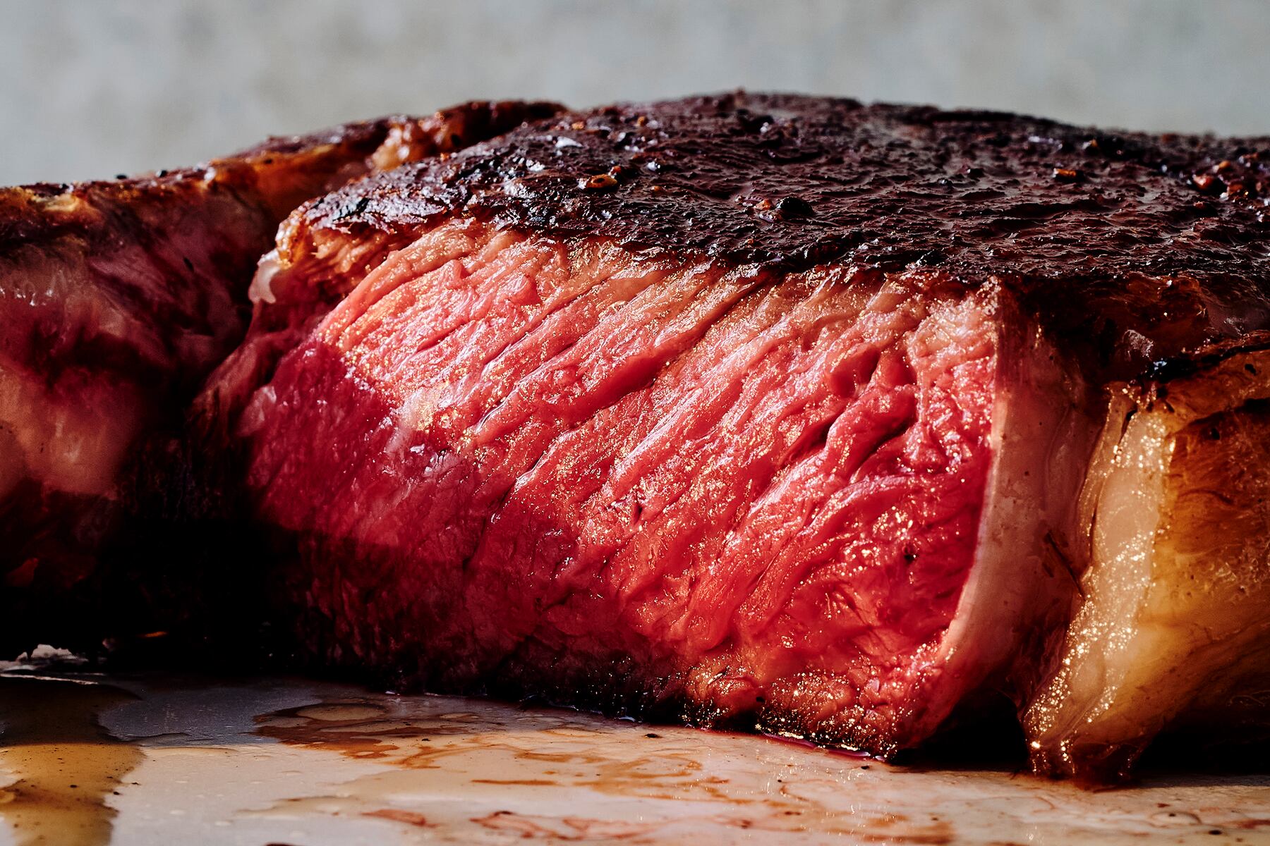 Reverse-seared rib-eye steak