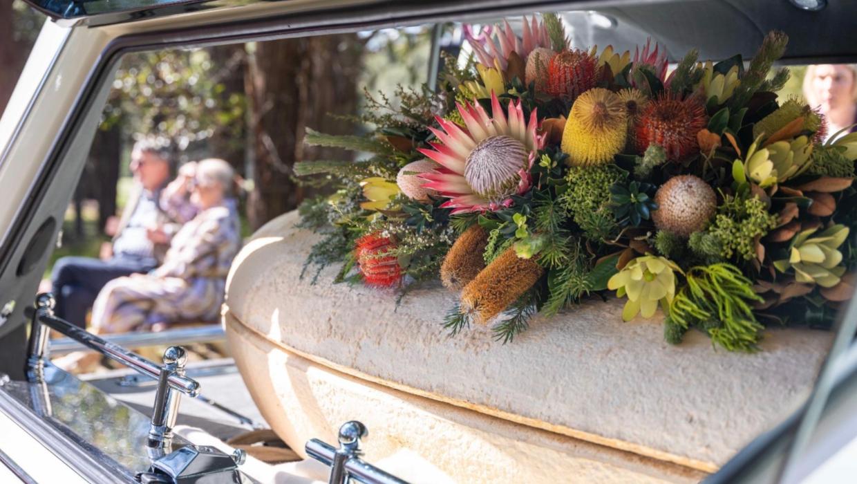 It takes seven days to grow. Now this mushroom coffin is coming to NZ