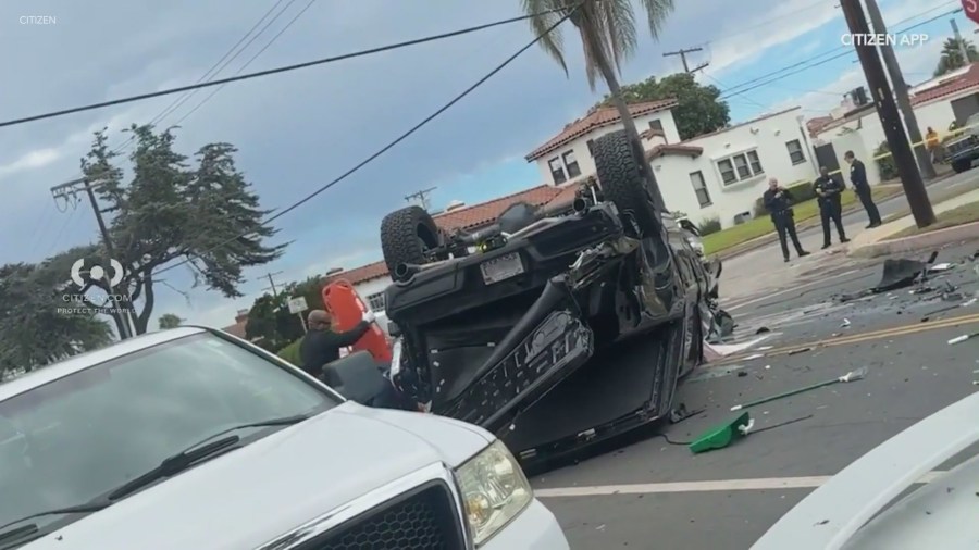 4 people hospitalized after police pursuit ends in South L.A. crash