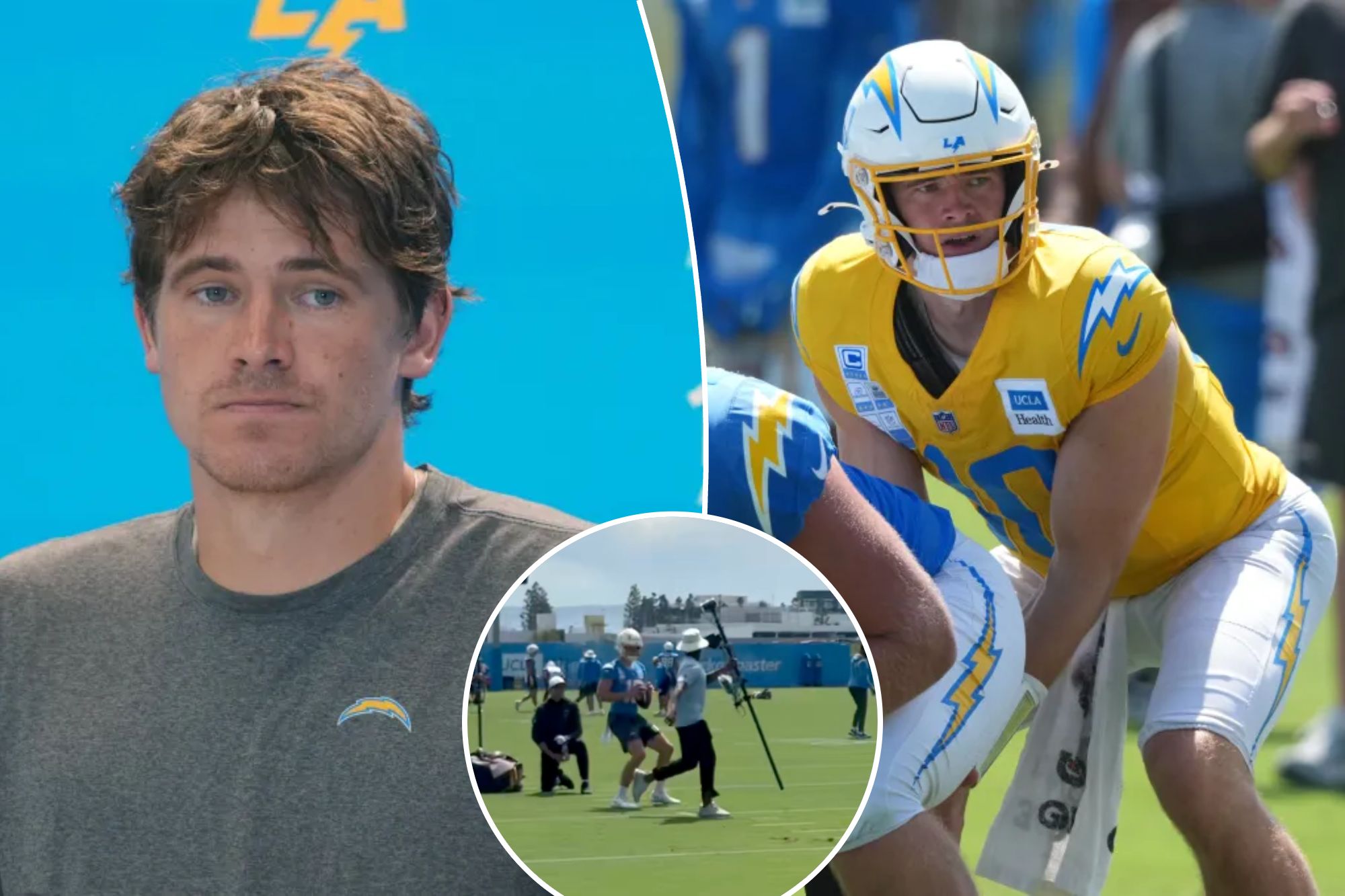 Justin Herbert nearly gets blindsided in bizarre Chargers practice scare