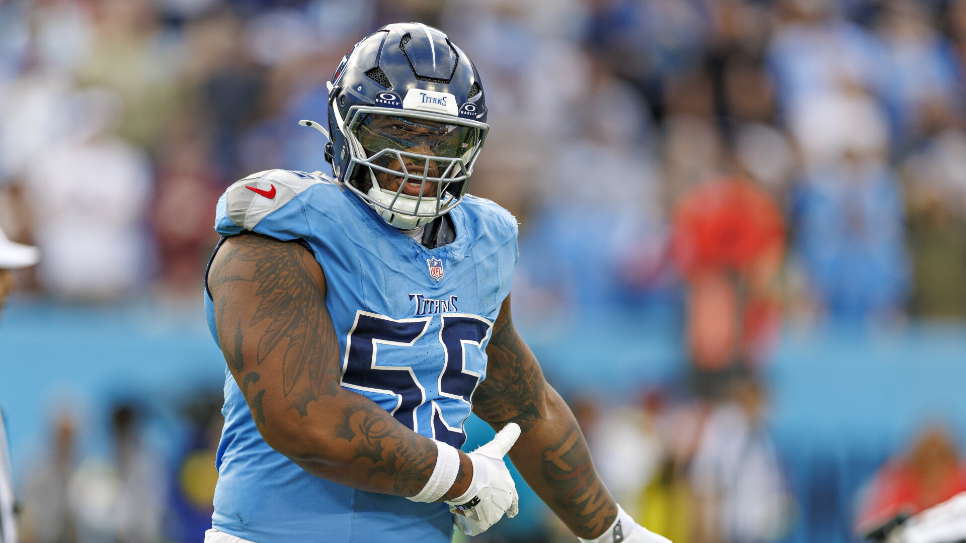 JC Latham gives opponents a warning about what the Titans' offensive line won't allow