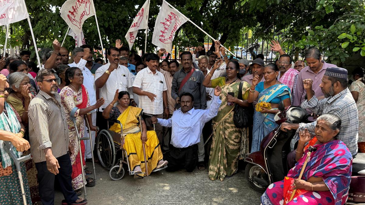 Persons with disabilities stage protest demanding increase in assistance