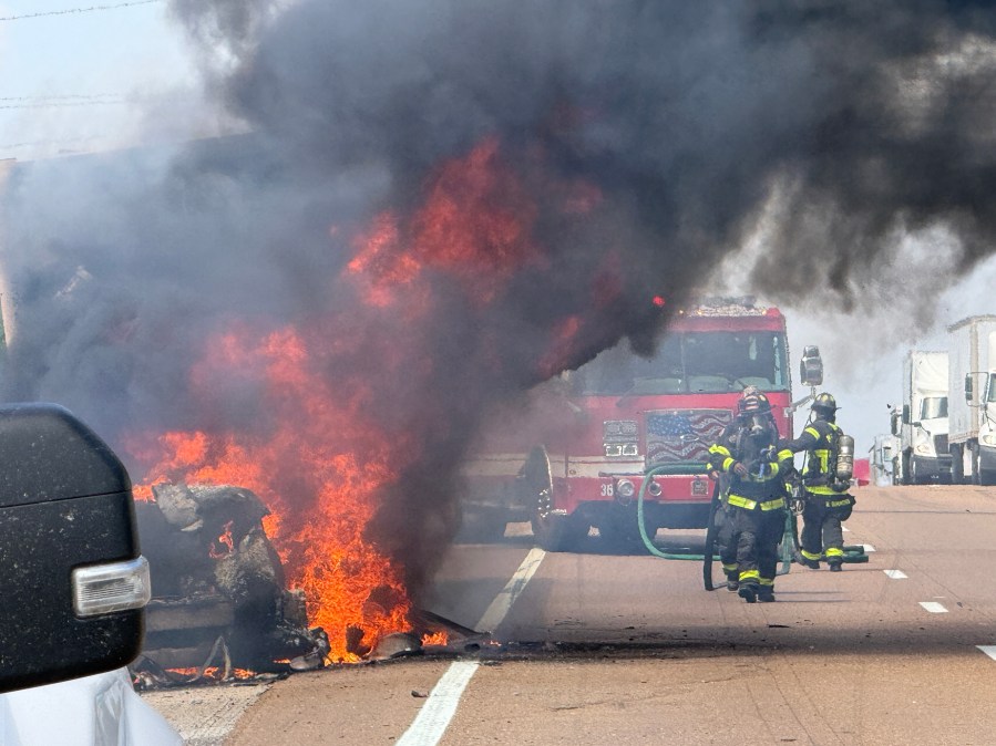 Photos: Vehicle fire breaks out on Interstate 55