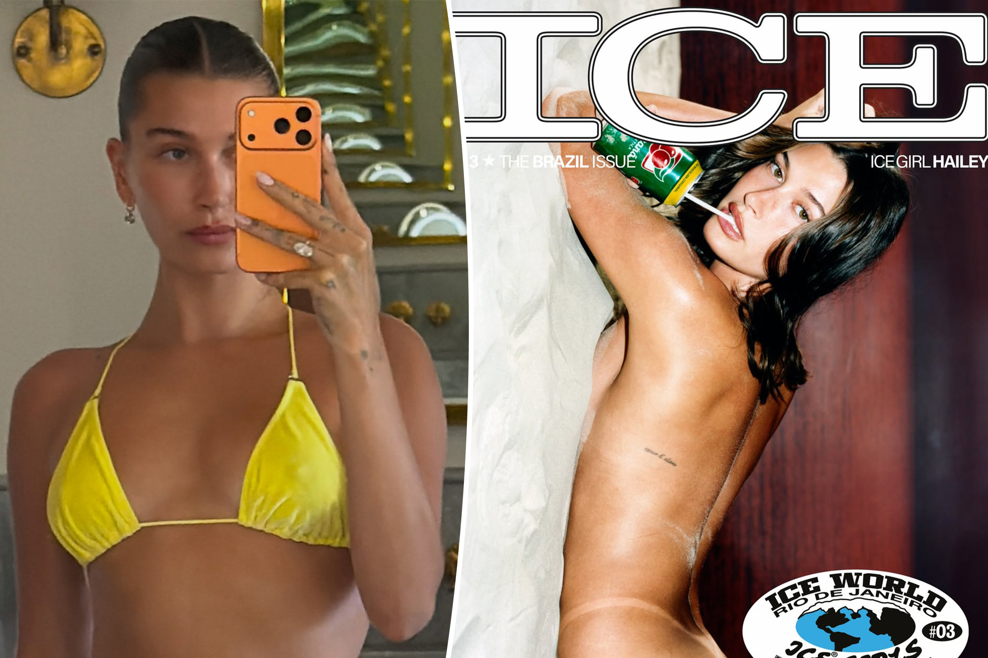Hailey Bieber models nothing but tan lines in stripped-down photo shoot