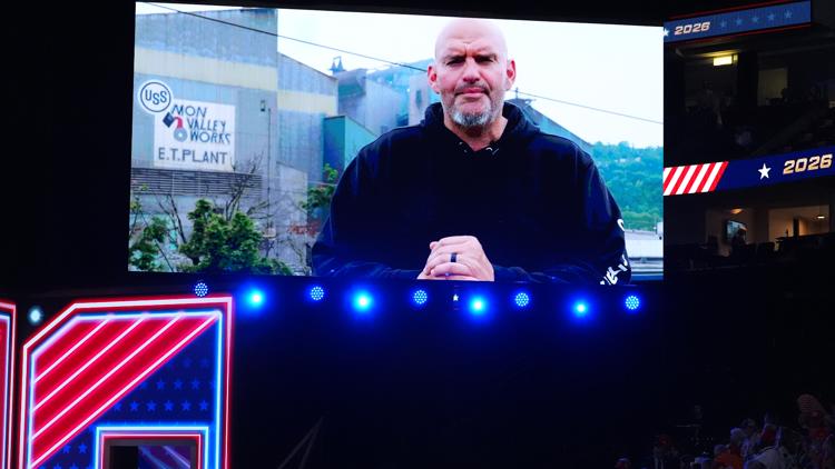 Democratic Sen. Fetterman speaks at a GOP midterm convention, fueling party-switch fears