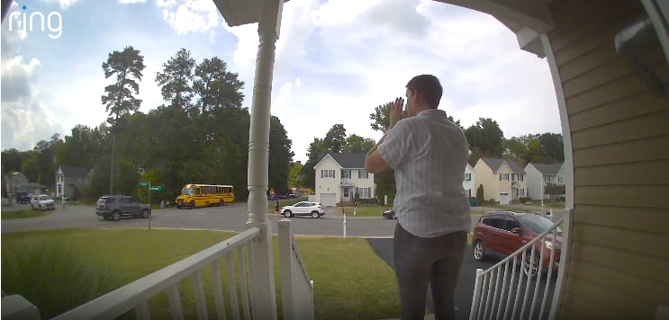 Ring camera captures SUV passing stopped school bus