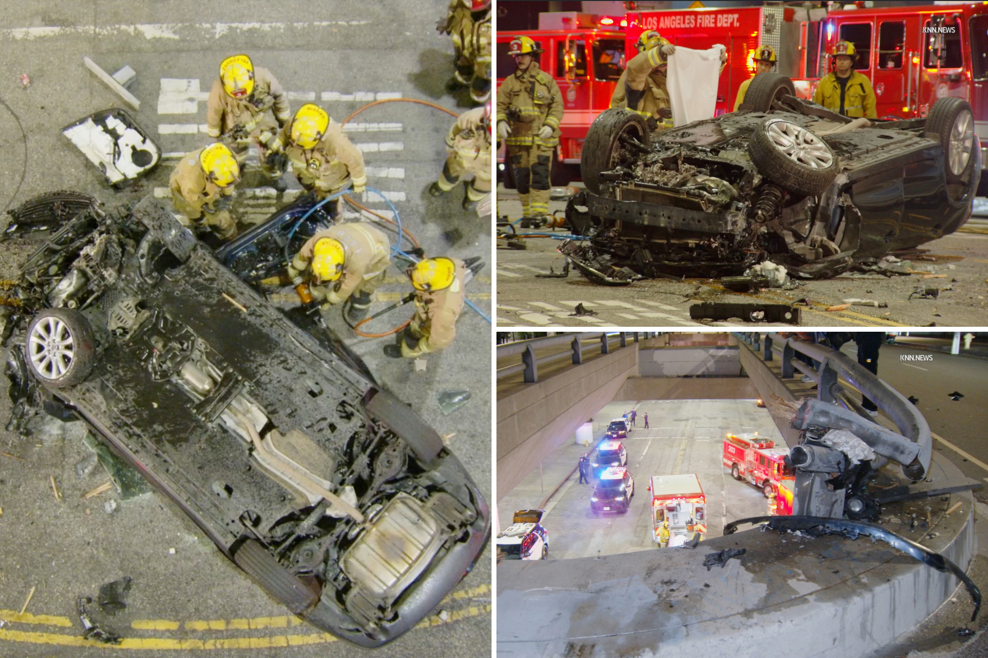 Driver killed after plunging 50 feet from LA overpass in horror crash