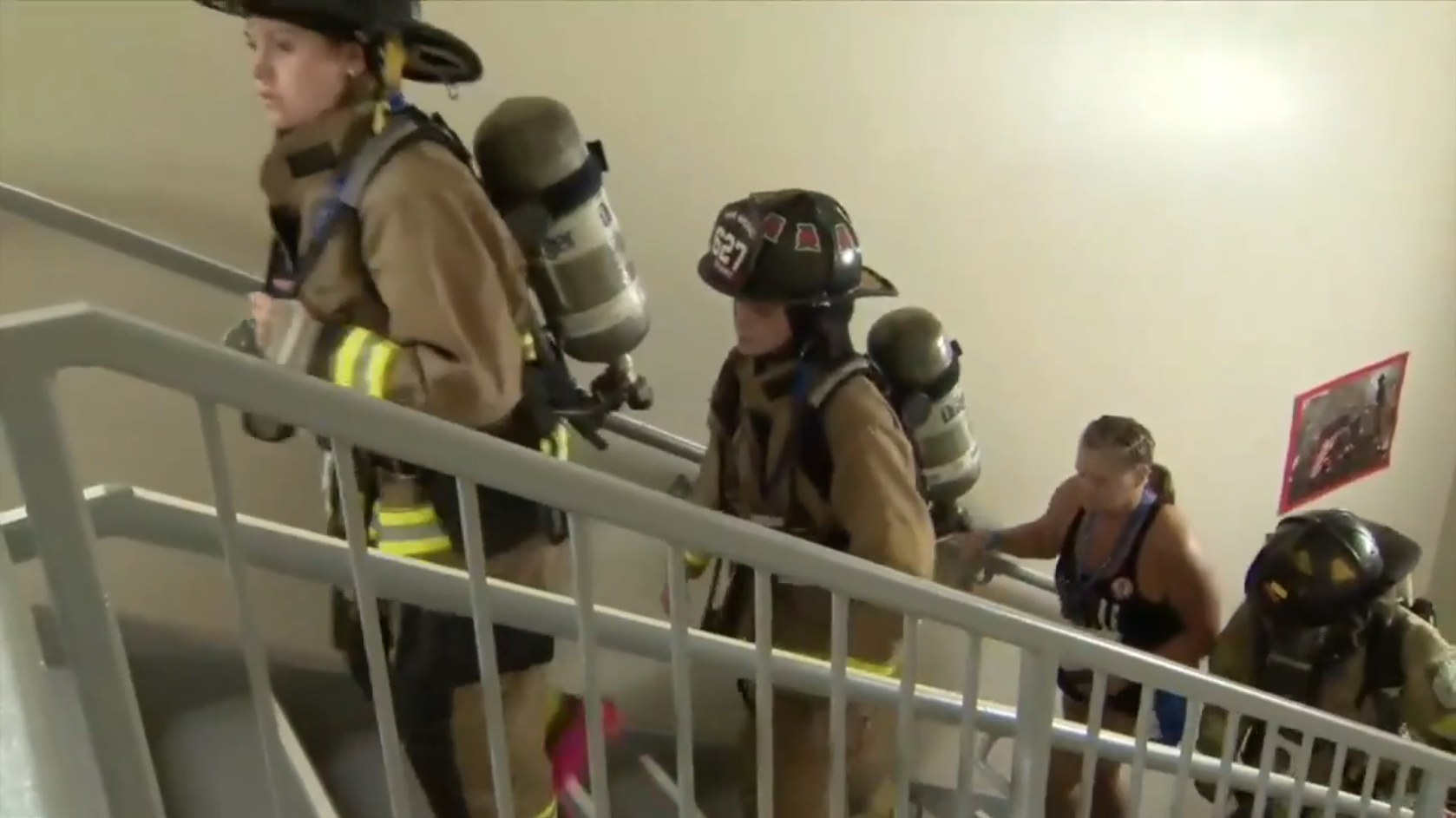 Firefighters and others climb 34 flights 3 times at Seminole Hard Rock Hotel & Casino to honor 9/11 first responders