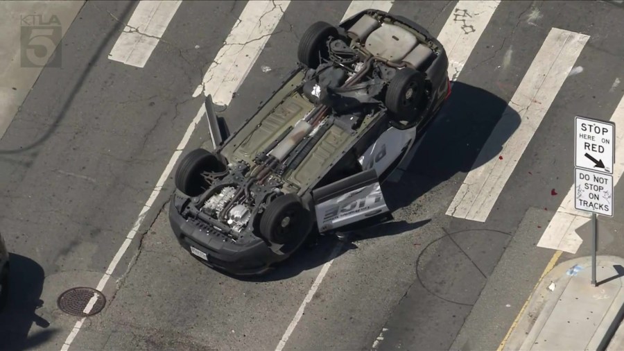 On-duty L.A. school police officer involved in rollover crash
