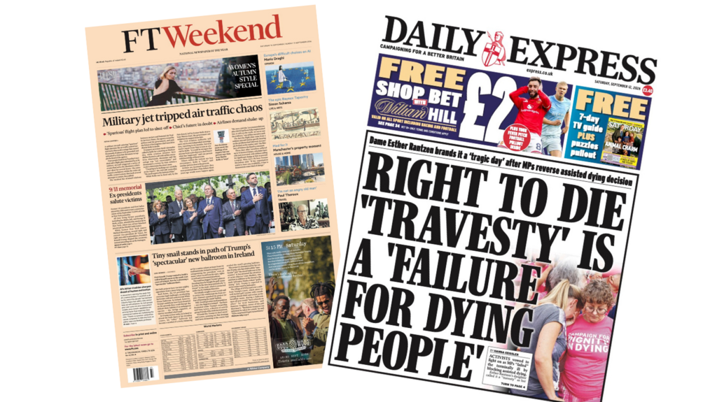 The Papers: 'Military jet tripped chaos' and 'A failure for dying people'