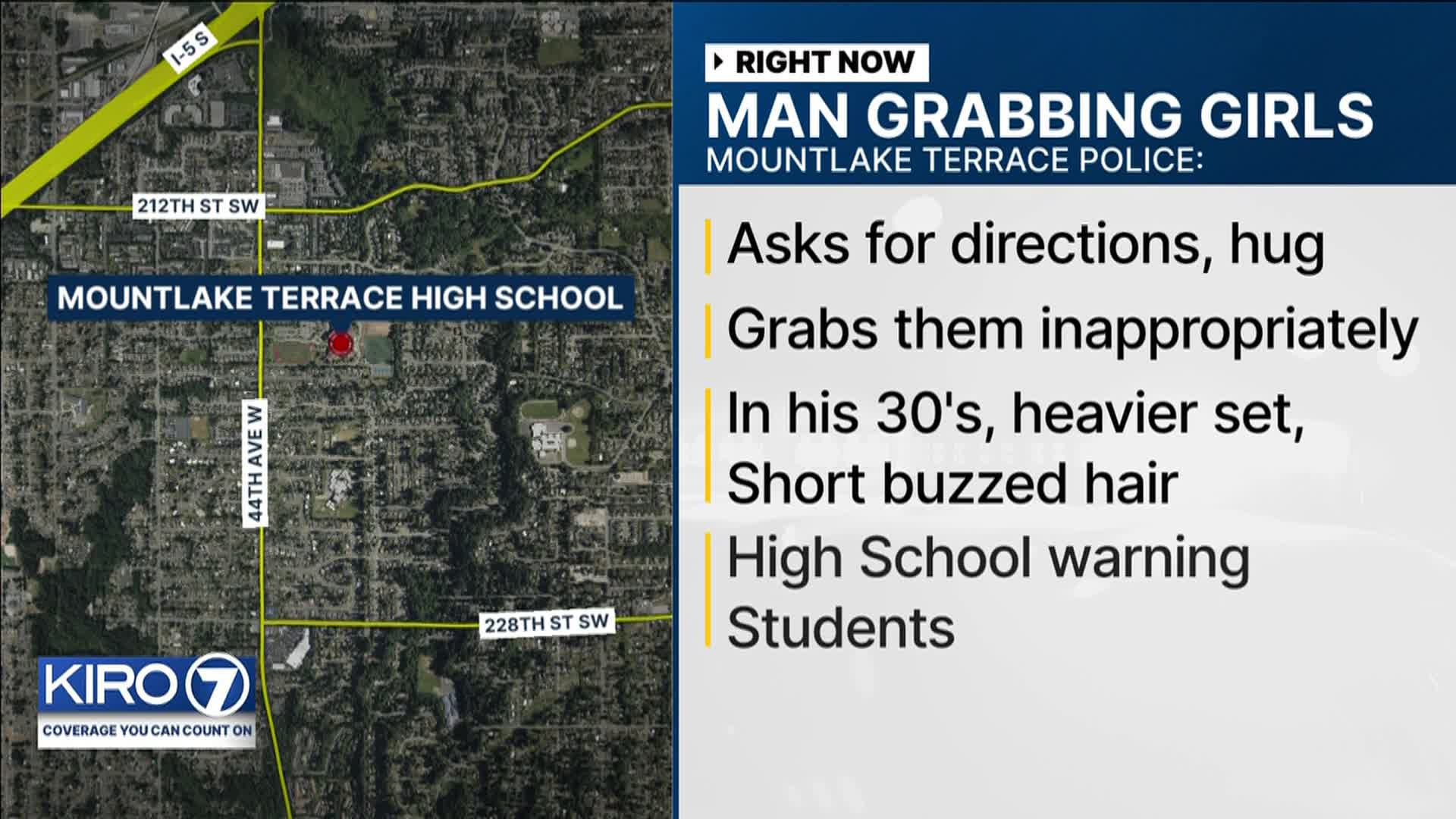 Police looking for man who tried to inappropriately grab girls near Mountlake Terrace High School
