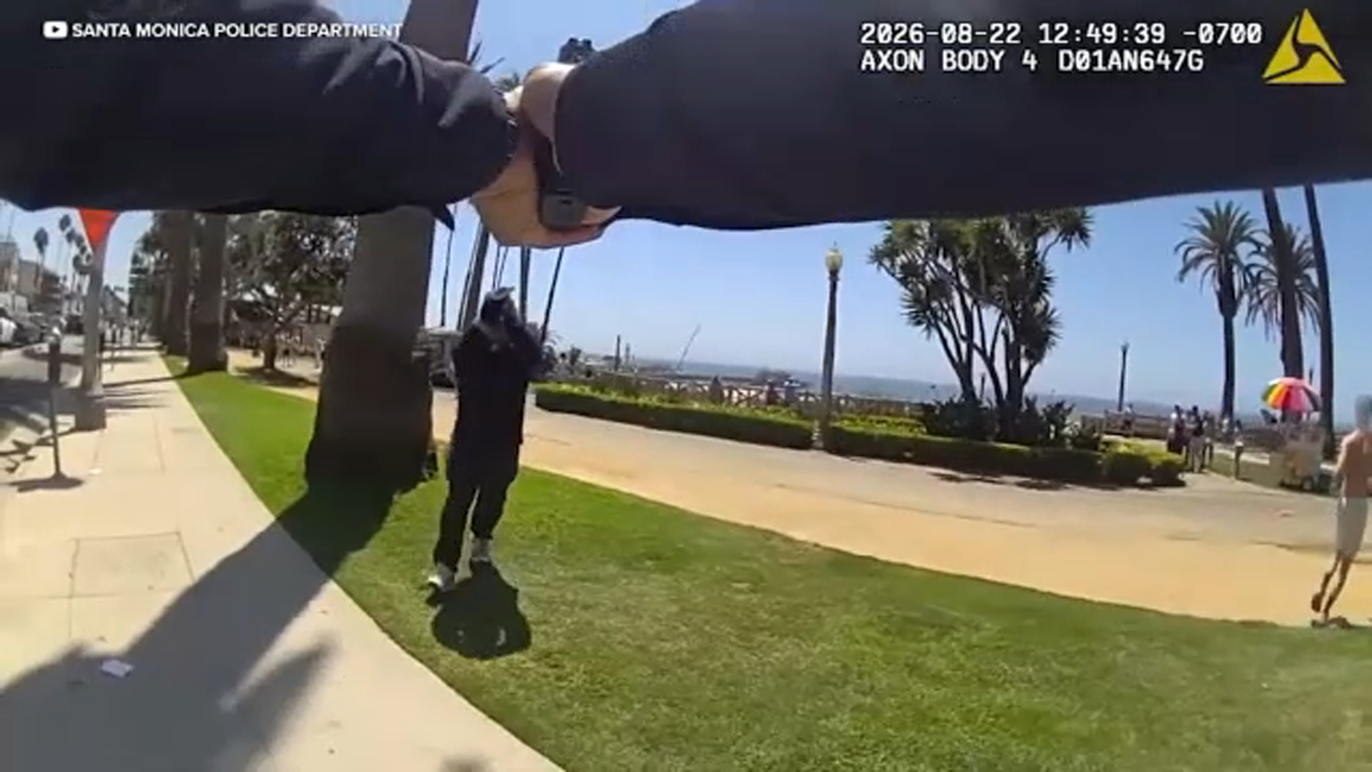 New bodycam video shows fatal police shooting of man armed with knife in busy Santa Monica park