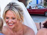 Emily Atack apologises to locals in the Spanish town of Mojacar as they watch her wed Dr Alistair Garner for the second time in a lavish ceremony