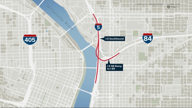 Stretch of southbound I-5 through Portland closed for 5 weeks