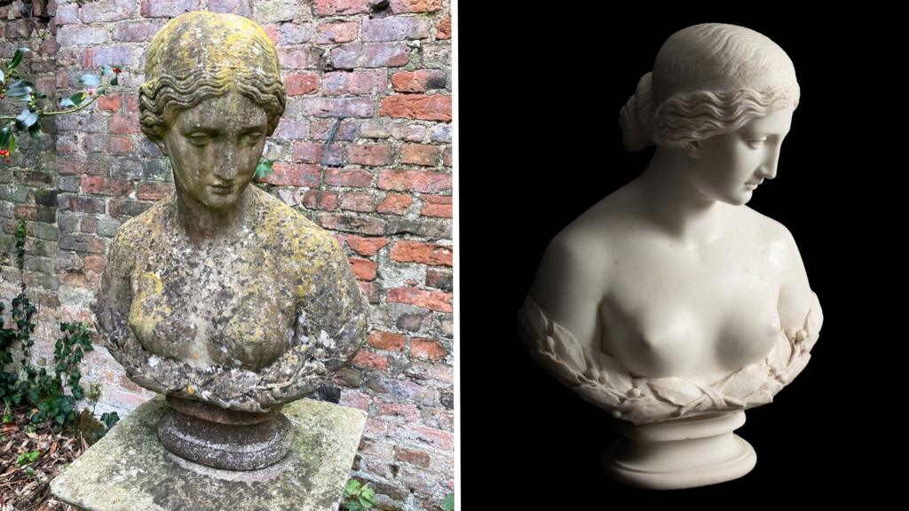 Rare marble sculpture mistaken for garden ornament