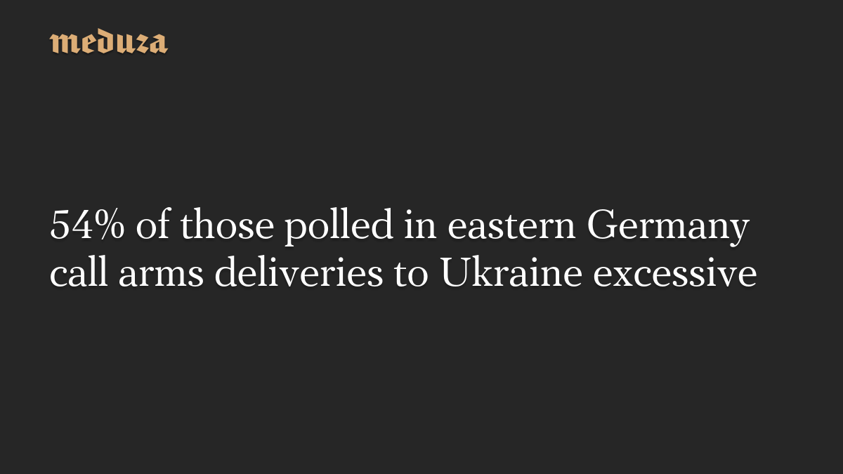 54% of those polled in eastern Germany call arms deliveries to Ukraine excessive